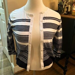 Loft striped cardigan
Navy and white
Size XL
Great used condition